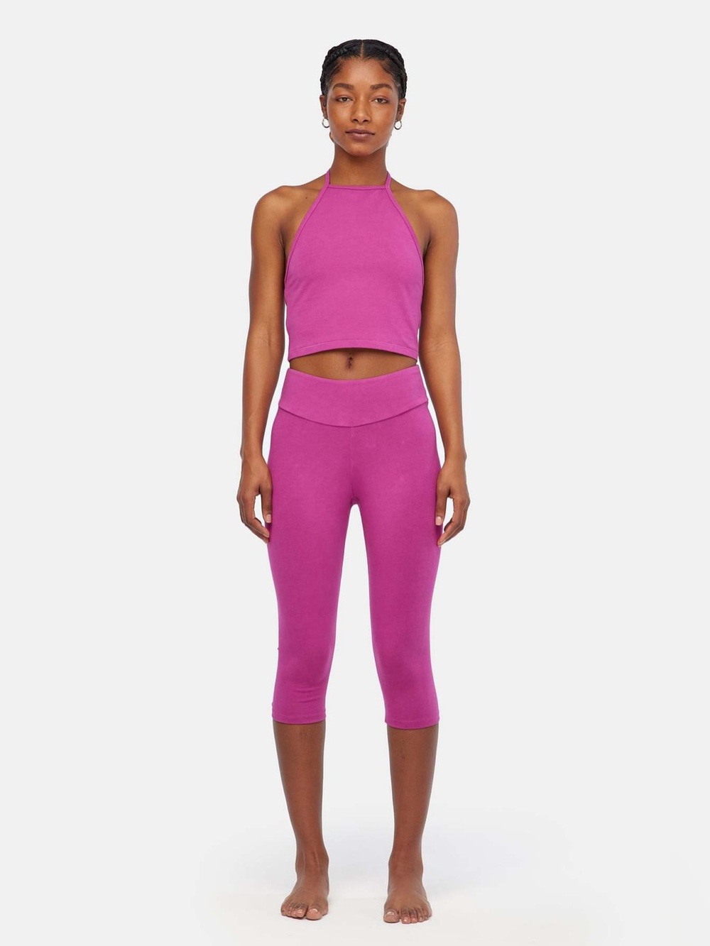 Lacausa Womens Orgainc Cotton Astral Capri Leggings Dragonfruit Small